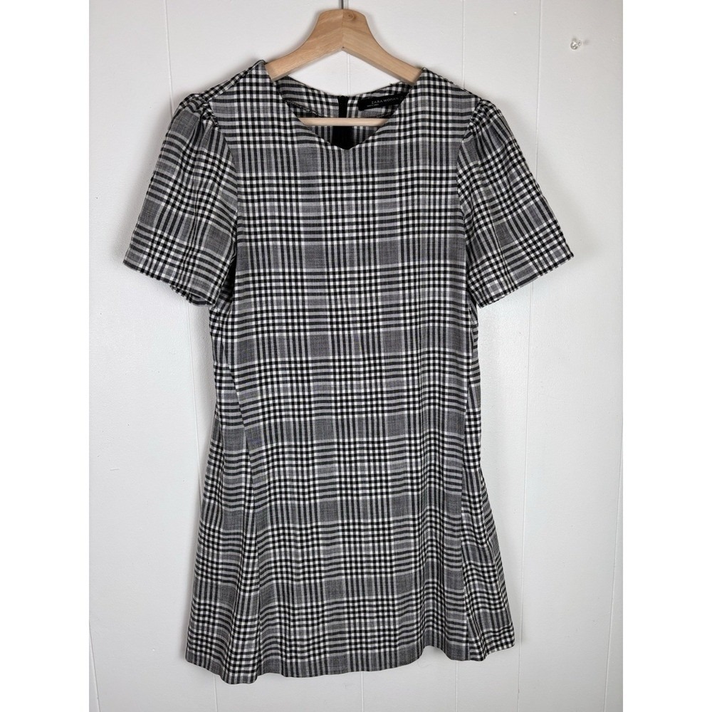 Zara Small Houndstooth White & Black‎ Mini Dress Preppy Academia